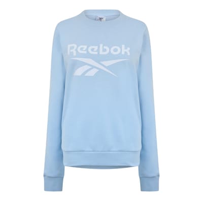 Reebok Dames-sweatshirt met logo, ronde hals en cropped model (Blauw)