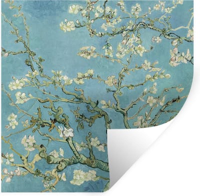 Muurstickers - Sticker Folie - Van Gogh - Amandelbloesem - Oude meesters - Kunst - Vintage - 100x100 cm - Plakfolie - Muurstickers Kinderkamer - Zelfklevend Behang XXL - Zelfklevend behangpapier - Stickerfolie