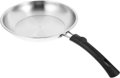 Roestvrijstalen Koekenpan - Ontbijtpan Bakpan - Eenvoudig Bakken - Snelle Warmtegeleiding - 22 cm - Zilver