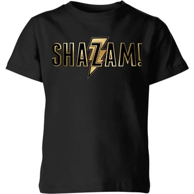 Shazam! Gold Logo kinder t-shirt - Zwart - 110/116 (5-6 jaar)