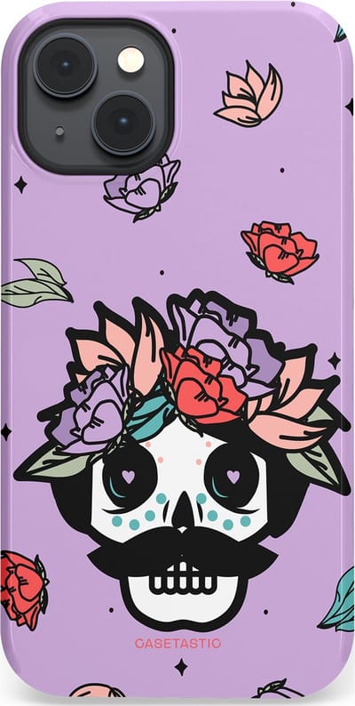 Casetastic Hoesje Geschikt voor Apple iPhone 14 Plus Magsafe - Stijlvolle Beschermende Duo-layer Case - Schedel Snor