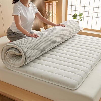 Vloermatras - Tatami slaapkussen - Comfortabel slapen - Dikke schuimvulling - 120x190cm - Grijs
