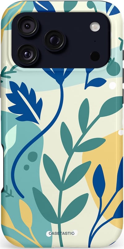 Casetastic hoesje geschikt voor Apple iPhone 17 Pro Max - MagSafe - Dubbellaagse bescherming - Muse in lente - Fashion Case - Lichtblauw Crème Lichtgrijs Saliegroen