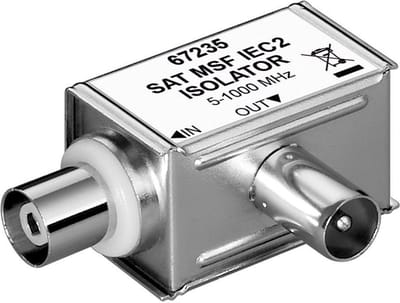 IEC (m) - IEC (v) coax mantelstroomfilter / aardlus isolator