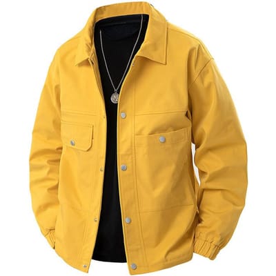 Lente Nieuwe Vliegpakken voor Mannen Koppels Veelzijdig Effen Kleur Baseball Pak Jas Losse Casual Jas L yellow