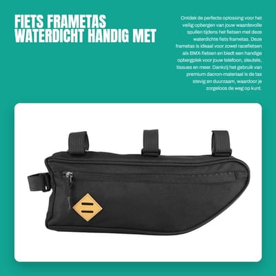 Dailygoods- Frametas Waterdicht - Driehoek Beugel - Ritssluiting - Dacron Materiaal - Capaciteit voor Telefoon/Sleutels - Eenvoudig te Installeren - Fietstas