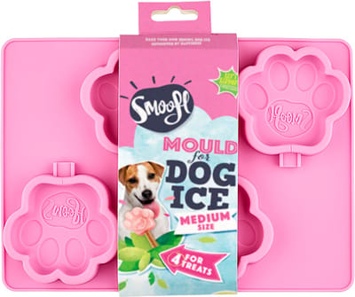 Smoofl pootvormige Silicone Vorm om ijs te maken voor honden, maak snel en gemakkelijk hondenijsjes als een heerlijke veganistische hondensnack om af te koelen, medium Vorm voor 4 ijsjes voor honden