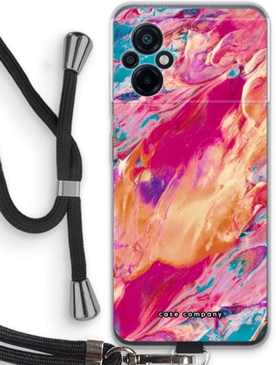 Case Company® - Hoesje met koord geschikt voor Xiaomi Poco M5 hoesje met Koord - Pastel Echoes - Telefoonhoesje met Zwart Koord - Bescherming aan alle Kanten en Over de Schermrand
