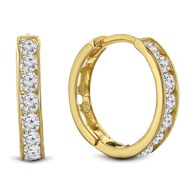 Juwelier Emo - 14 Karaat Gouden Kinderoorbellen meisje met Zirkonia stenen - 18 mm