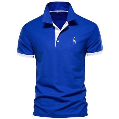 Heren Poloshirt met Borduurwerk van Herten Korte Mouw Judy Mesh Revers T-shirt Plenty S blue