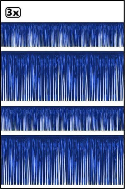 3x PVC slierten folie guirlande blauw 6 meter x 30 cm BRANDVEILIG