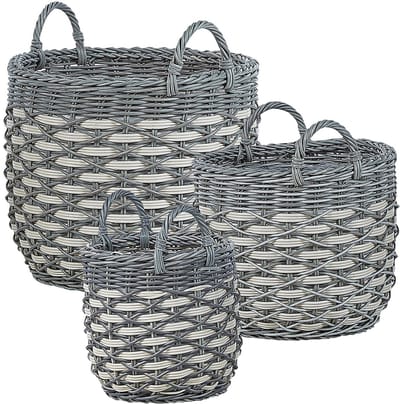 GEFIRA - Plantenbak set van 3 - Gebroken wit - PE rotan