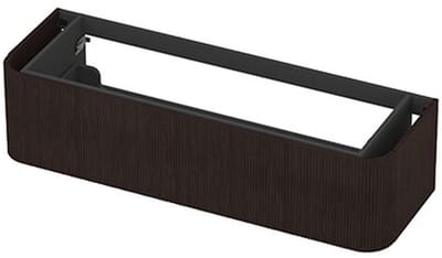 INK - Afgeronde Onderkast Fineer 1 Lade Softclose met Gefreesd Front Tbv Grepen - 1400x450x350 Mm - Dark Veneer