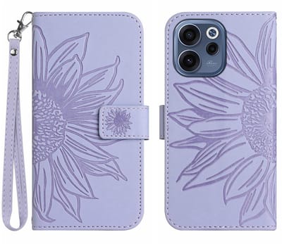 Coverup Hoesje - Geschikt voor OPPO Reno15 F Hoesje - Coverup Zonnebloem Book Case met Koord - Lavendel