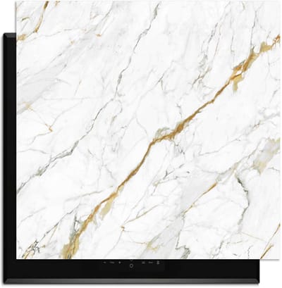 KitchenArt - Calacatta Gold - Inductie Beschermer - 59x52 cm - Kookplaat Beschermer - Luxe Afdekplaat Inductieplaat - Anti-slip & Oprolbaar - Beschermmat Inductiekookplaat