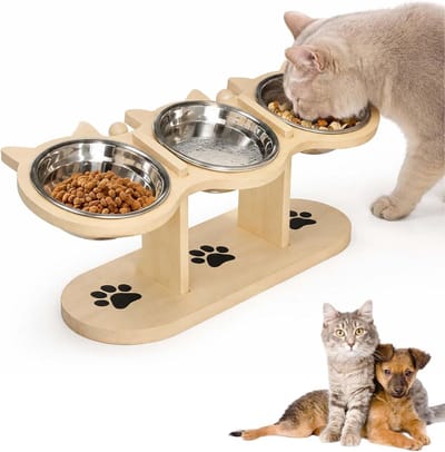 Verhoogde Kattenbakken - Voer- En Waterbakken Voor Honden En Katten - Huisdierkom Met Een Hellingshoek Van 15°