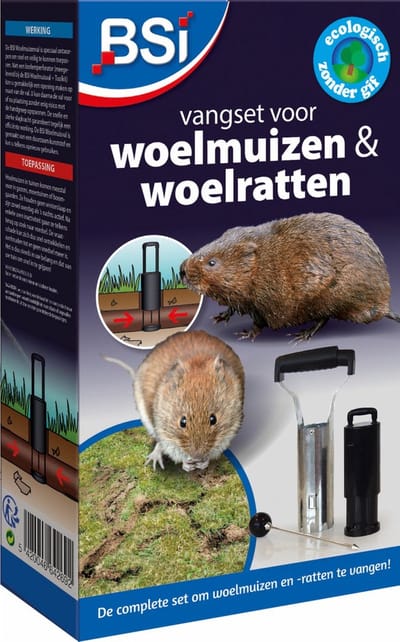 BSI - Woelmuisval met toolkit - Totaalpakket om succesvol woelmuizen,woelratten en mollen te vangen - Muizenbestrijding en Rattenbestrijding