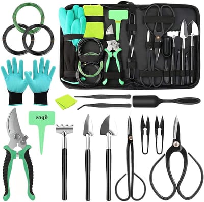 Complete Tuinset met 24 Stukken, Inclusief Tuinschep, Handgereedschap en Opbergtas voor Tuinliefhebbers