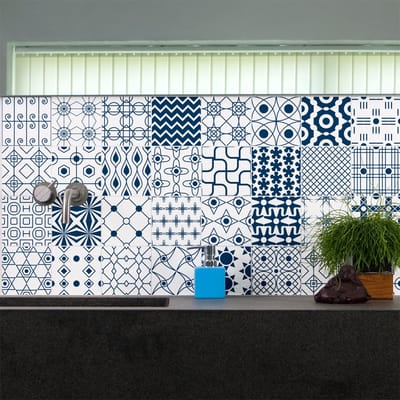 Zelfklevende muurtegelstickers voor keuken en badkamer - 30 Scandinavische cementtegelstickers - 30 stickers 20x20cm