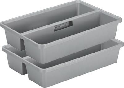 Sunware organiser - 2 stuks - kunststof - 50 x 33 cm - grijs - 2 vakken