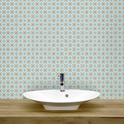 Zelfklevende tegelmuurstickers voor keuken en badkamer - 9 Jacobo Azulejo cementtegelstickers - 9 stickers, 10x10cm