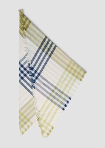 s.Oliver - female - Geruite jacquard sjaal met open franjes