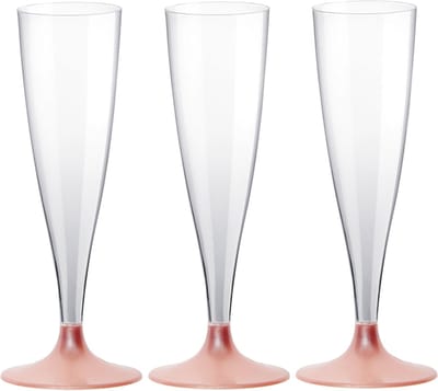 Santex Champagneglazen - 10x - plastic - 140 ml - rose goud - herbruikbaar
