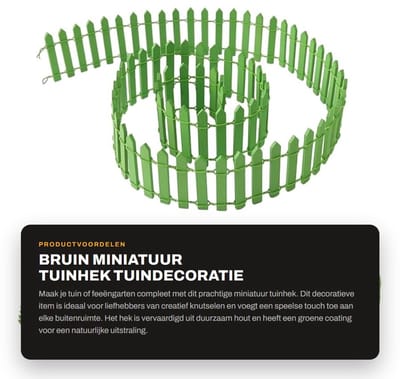 Dailygoods- Tuinhek Miniatuur - Houten Tuindecoratie - DIY Ornament - Sprookjestuin Decoratie - Groen Coating - Duurzaam Materiaal - Tuinornament