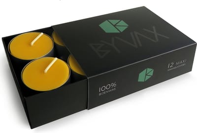 Bijenwas MAXI Waxinelichtjes in doos | 12 stuks | 100% Zuiver Bijenwas | Brandduur 8 uur