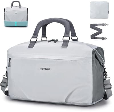Uitbreidbare Vouwbare Reistas met Natvak - Grote Handbagage 40L voor Weekendtrips, Sport en Fitness, Waterdichte Cabin Bag voor Vliegtuigreizen