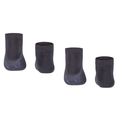 FALKE Happy 2-Pack kort eenkleurig katoen multipack sneakersokken enkelsokken kinderen blauw - maat 23-26