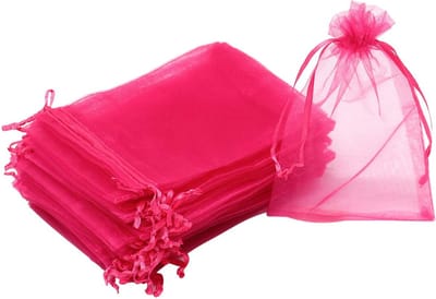 Fako Bijoux - 20 Organza Zakjes - 7x9 cm - Feestzakjes - Snoepzakjes - Cadeauzakjes - Uitdeelzakjes - Sieradenzakjes - Fuchsia - 7x9cm - 20 Stuks