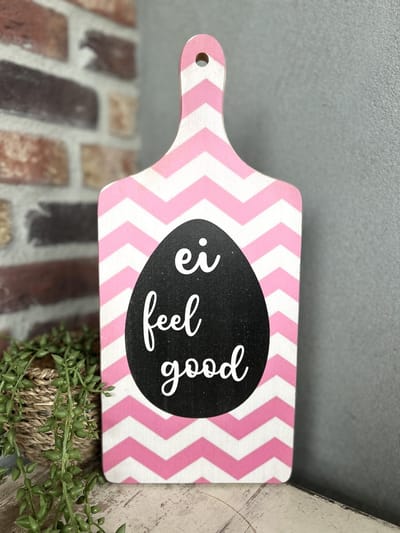Serveerplank - Pasen - Paasdecoratie- Ei Feel Good - Hout - 35 cm