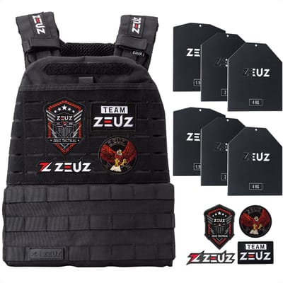ZEUZ Gewichtsvest 16,5 KG voor CrossFit & Fitness – Tactical Weighted Vest & Trainingsvest - Verstelbaar in Gewichten – 19 Standen - Zwart