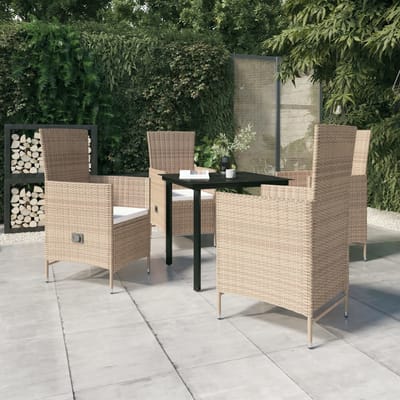 vidaXL - 5-delige - Tuinset - met - kussens - beige