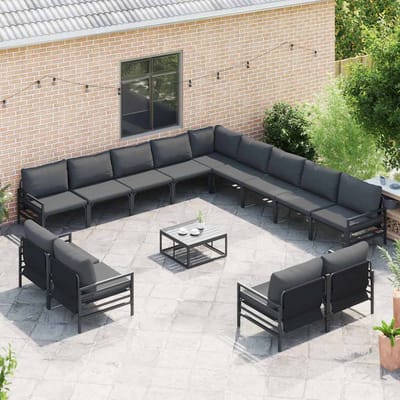 vidaXL - Tuinbank - Set - 14 - st - Zwart - Staal