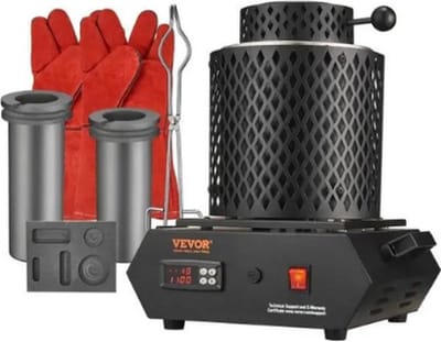 Hanimo Goud Smeltoven - Goud Smelt Set - Elektrische Oven Met Grafiet Smeltkroezen - Voor Het Smelten Van Goud Zilver Aluminium Koper - 1150° - 1350W