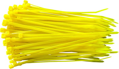 Kortpack - Kabelbinders/Tyraps 200mm breed x 4.8mm lang - Neon Geel - 100 stuks - Treksterkte: 22,2KG - Bundeldiameter: 50mm - Bundelbandjes - Lichten op onder Blacklight - (099.2083)