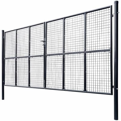 vidaXL - Tuinhek - van - gaas - gegalvaniseerd - staal - 400x175 - cm - grijs