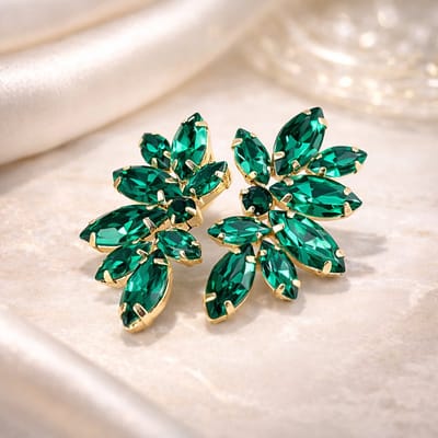 Brendoe Oorbellen Groene Kristallen – Goudkleurig – Kristal Cluster – Dames Statement Oorbellen