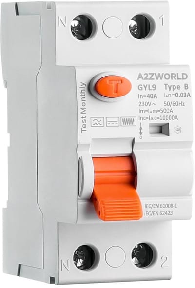 Aardlekschakelaar Type B - Stroomonderbreker Veiligheid - Bescherming Elektrische Installaties - 40A 10kA 30mA - 2 DIN Modules