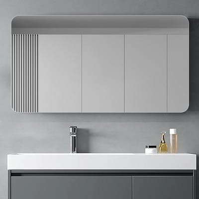 OKWISH Spiegel – Randloos R50 Afgeronde Hoeken – 5 mm Zilveren Spiegelglas – Glas – Zilver – Wandmontage Horizontaal Of Verticaal – HD En Anti-Explosiefolie