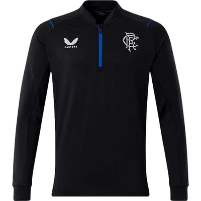 Castore Rangers FC-trainingsfleece voor heren met kwartritssluiting (Zwart)