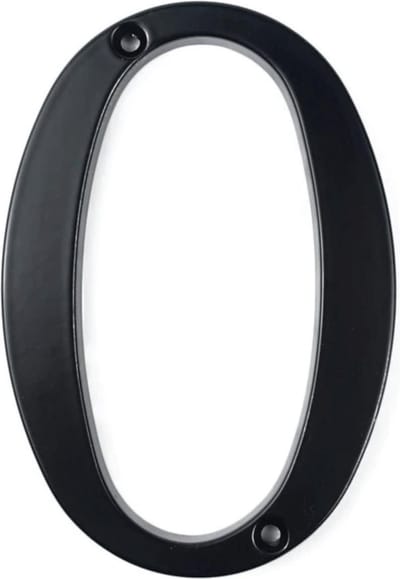 Matteo Black 10 cm nr. 0 - Zwart Huisnummer - Zwart Modern huisnummer - Huisnummer Zwart - 10cm hoog