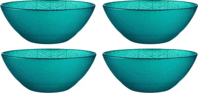 Vivalto Kommetjes/serveer schaaltjes/soepkommen - 4x - Murano - glas - D15 x H6 cm - turquoise blauw - Stapelbaar