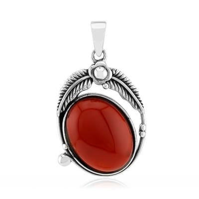 Cavill - Zilveren Hanger - Geoxideerd 925 Sterling Zilver - Natuurlijke Carneool Ovaal Cabochon 9,447 ct - Stijlvolle Zilveren Sieraden Dames