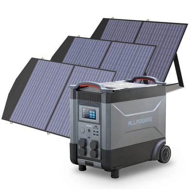 ALLPOWERS Solar Generator Kit 4000W (R4000 + SP027 100W Solar Panel) - R4000 + 3pcs SP027 Solar Panel 100W