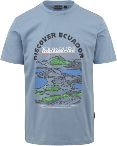 Napapijri Sangay T-shirt Lichtblauw - Maat M - Heren - Casual T-shirts