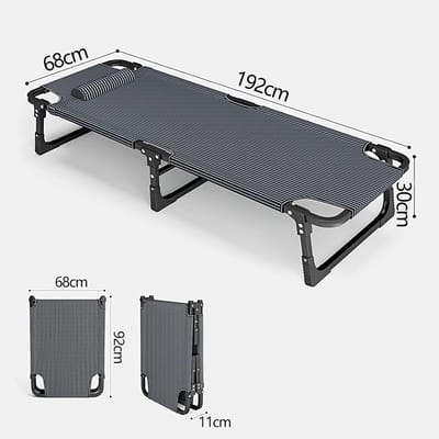 Opklapbed 1 Persoon - Noodbed Kamperen - Reizen Kantoor - Afneembare Hoofdsteun - 192x68x30cm - Bruin