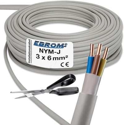 Installatiekabel - Mantel kabel - Vaste installatie - Vlamvertragend - 3x6 mm² - Grijs